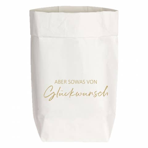 Paperbags Small weiss, ABER SOWAS VON GLÜCKWUNSCH, gold