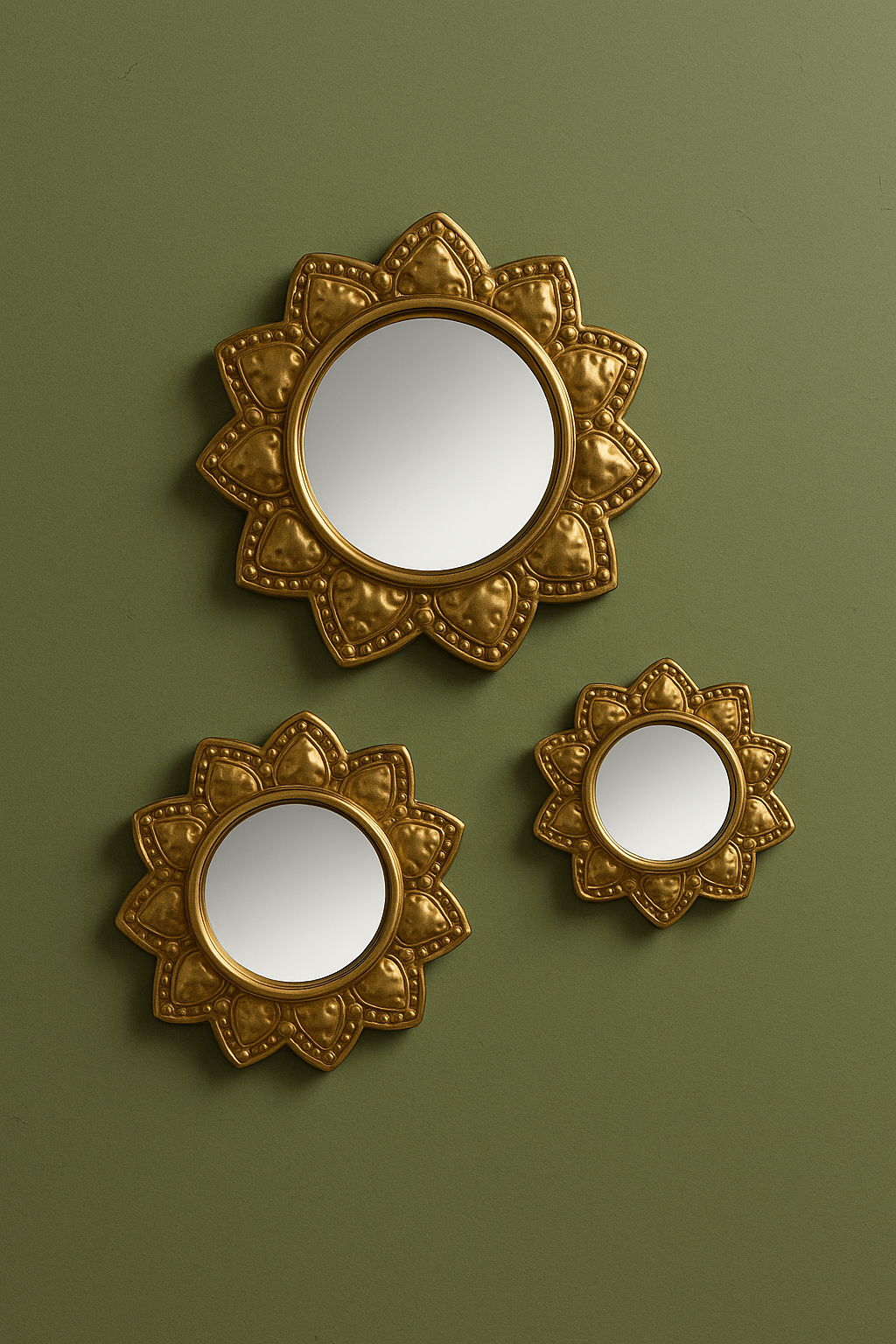 Spiegel Ibiza patiniertes Messing großes Modell