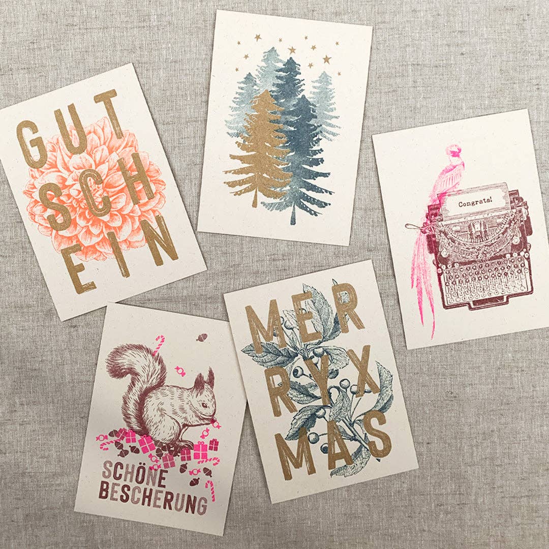 Postkarte / Typo / Merry Xmas / Teal