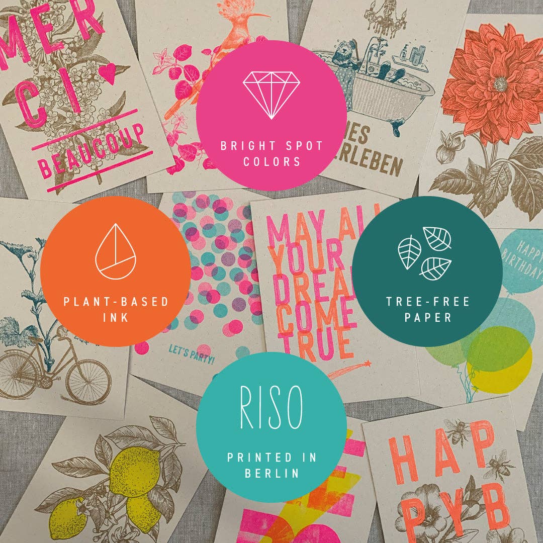 Postkarte / Farn mit Marienkäfer / Ökopapier