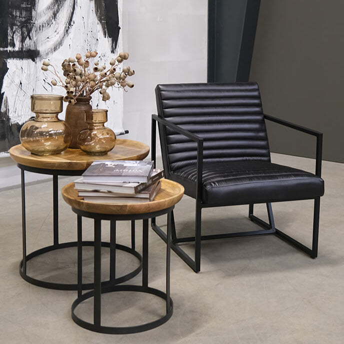 Tender Loungesessel aus Leder - Schwarz