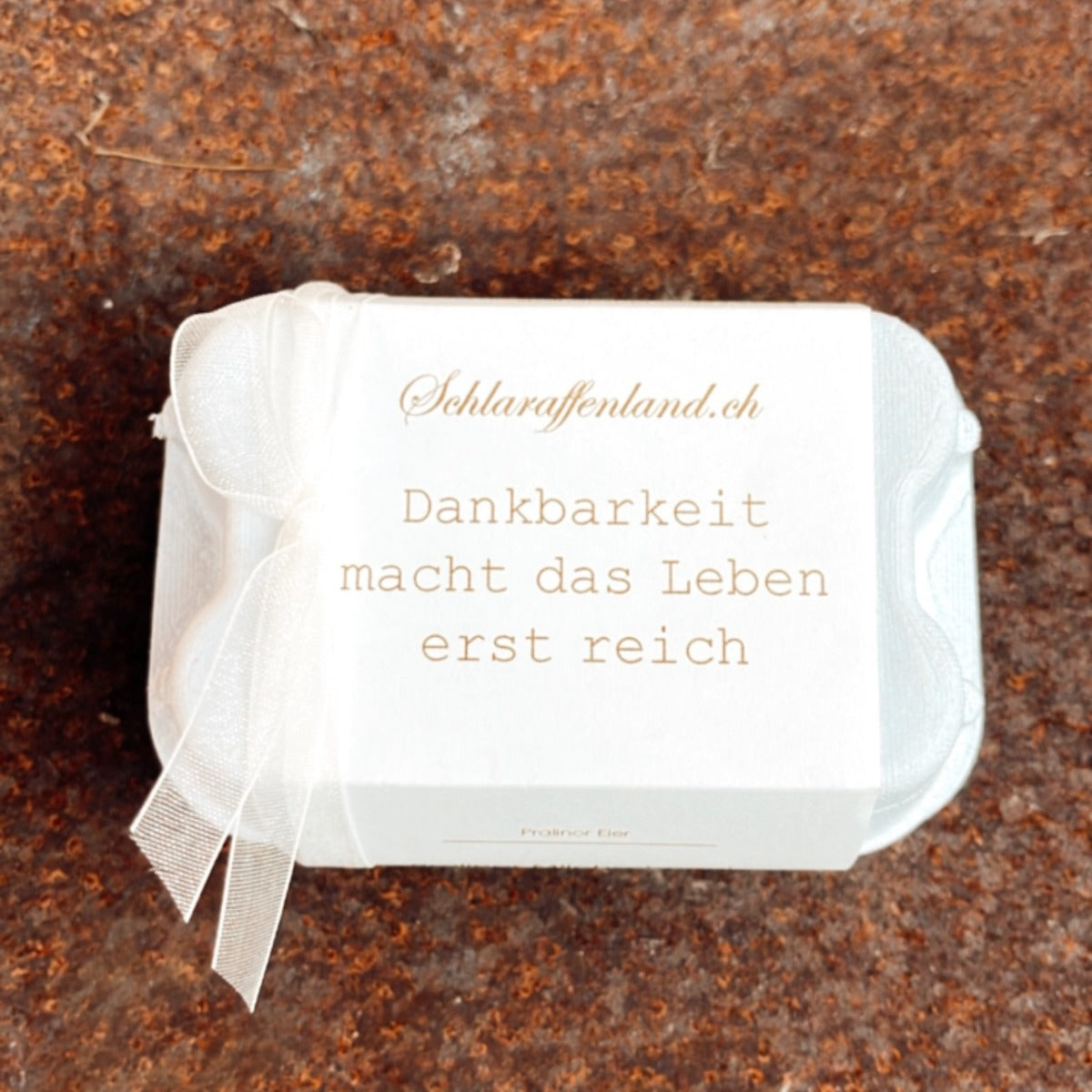 Schoggi Eier Schachteli Dankbarkeit, gefüllt