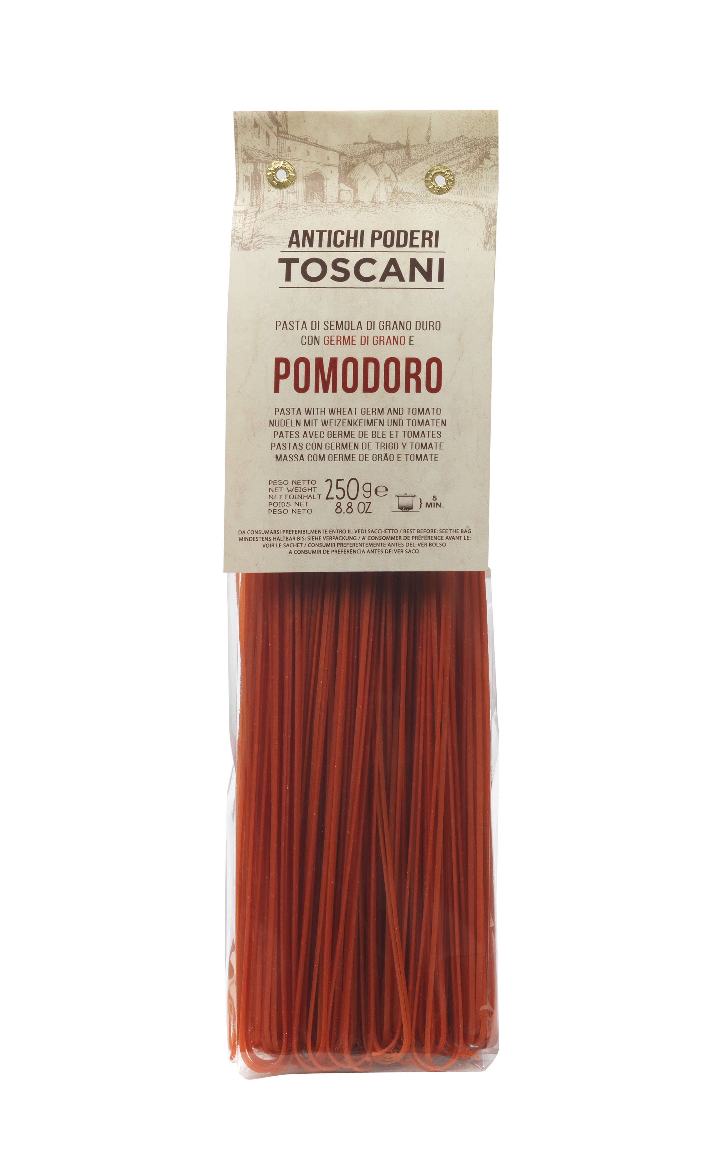 Tagliolini-Nudeln mit Tomatensauce und italienischem Weizenkeim g.250