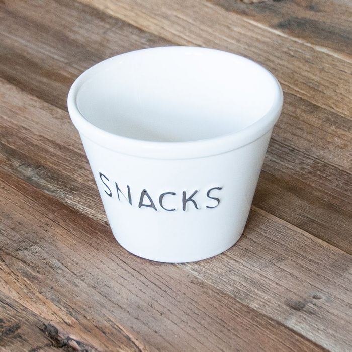 Snacks Schüssel weiss mit goldener Schrift