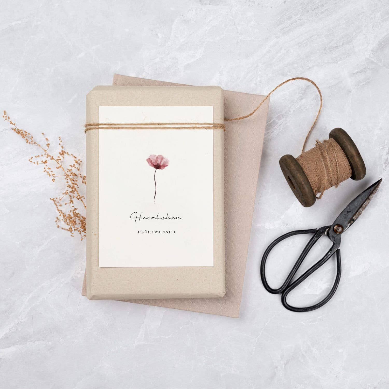 Grußkarte Von Herzen alles Liebe, Mohnblume