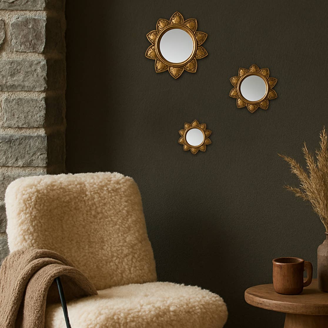 Spiegel Ibiza patiniertes Messing großes Modell