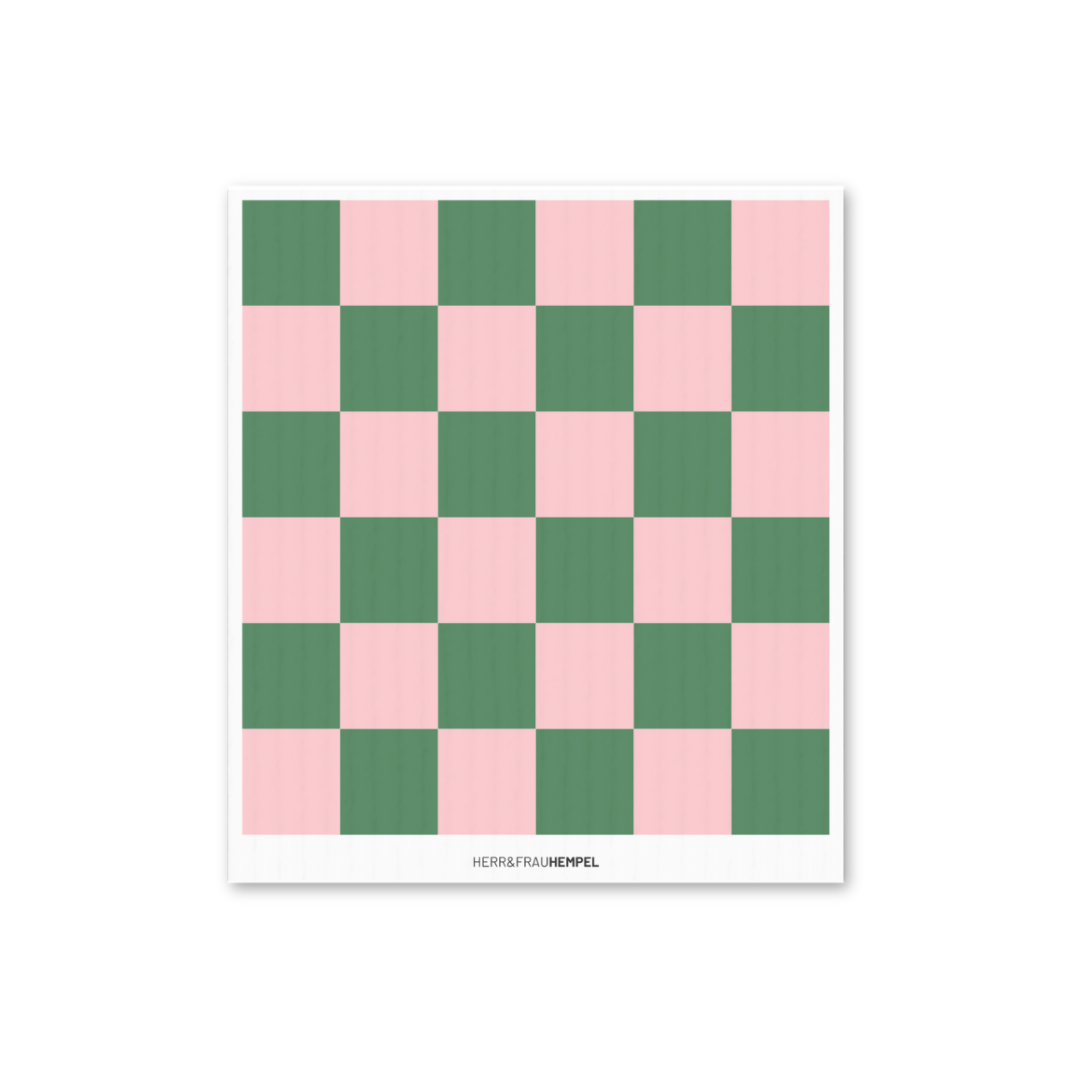 Schwammtuch Karo rosa-grün