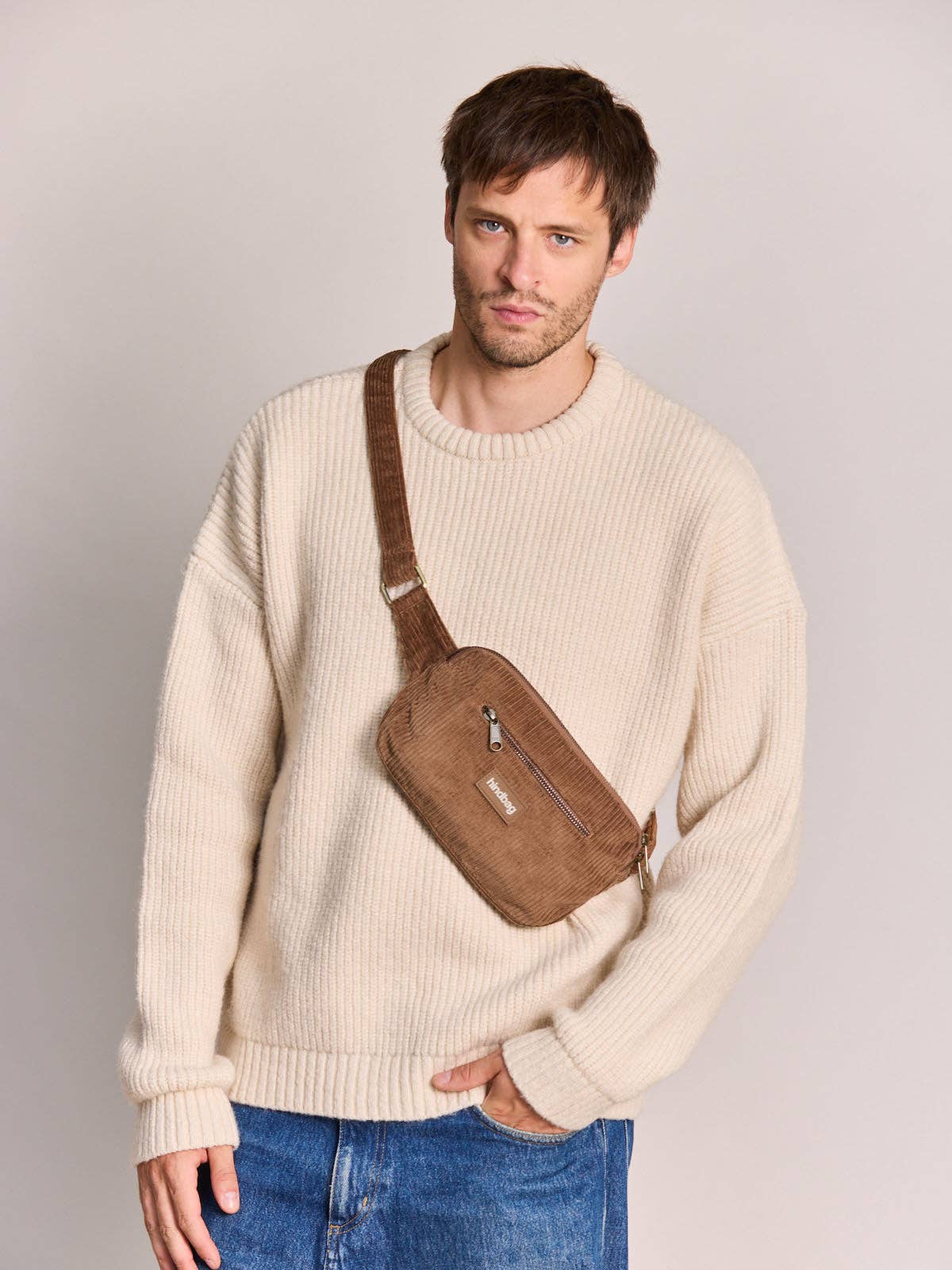 Bauchtasche „Harry“ aus Velours in Macchiato