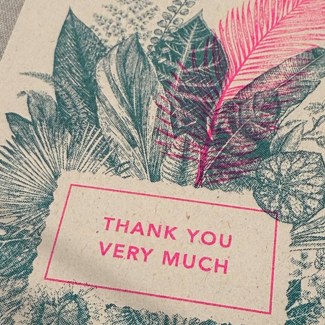 Postkarte / Gräser / Thank you very much / Pink + Teal / Ökopapier