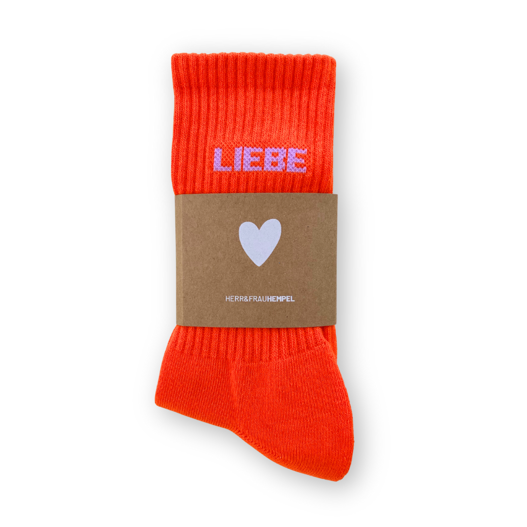 SOCKEN - LIEBE orange - flieder: 35-39