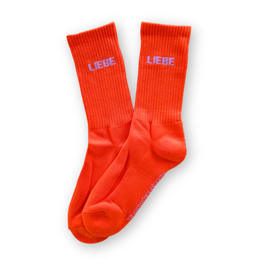 SOCKEN - LIEBE orange - flieder: 35-39