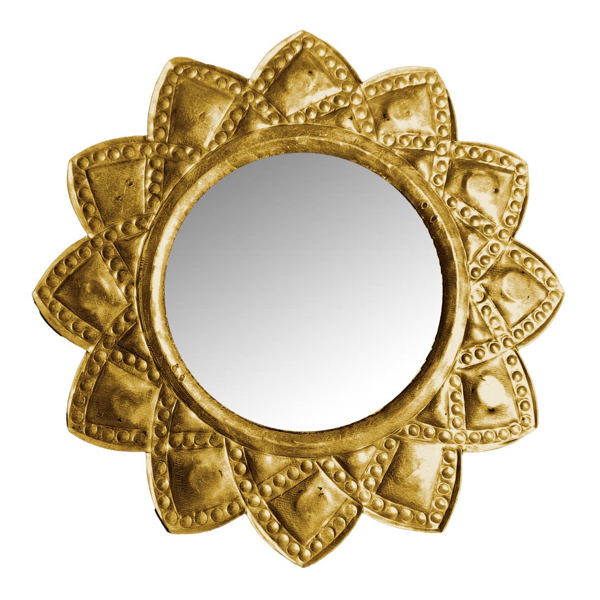 Spiegel Ibiza patiniertes Messing großes Modell