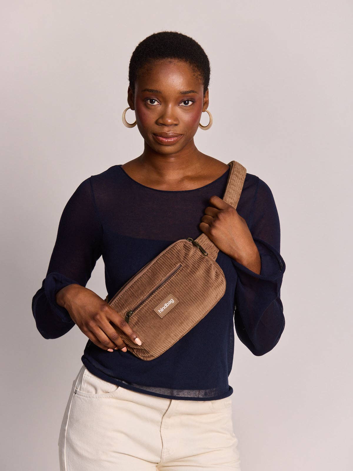 Bauchtasche „Harry“ aus Velours in Macchiato