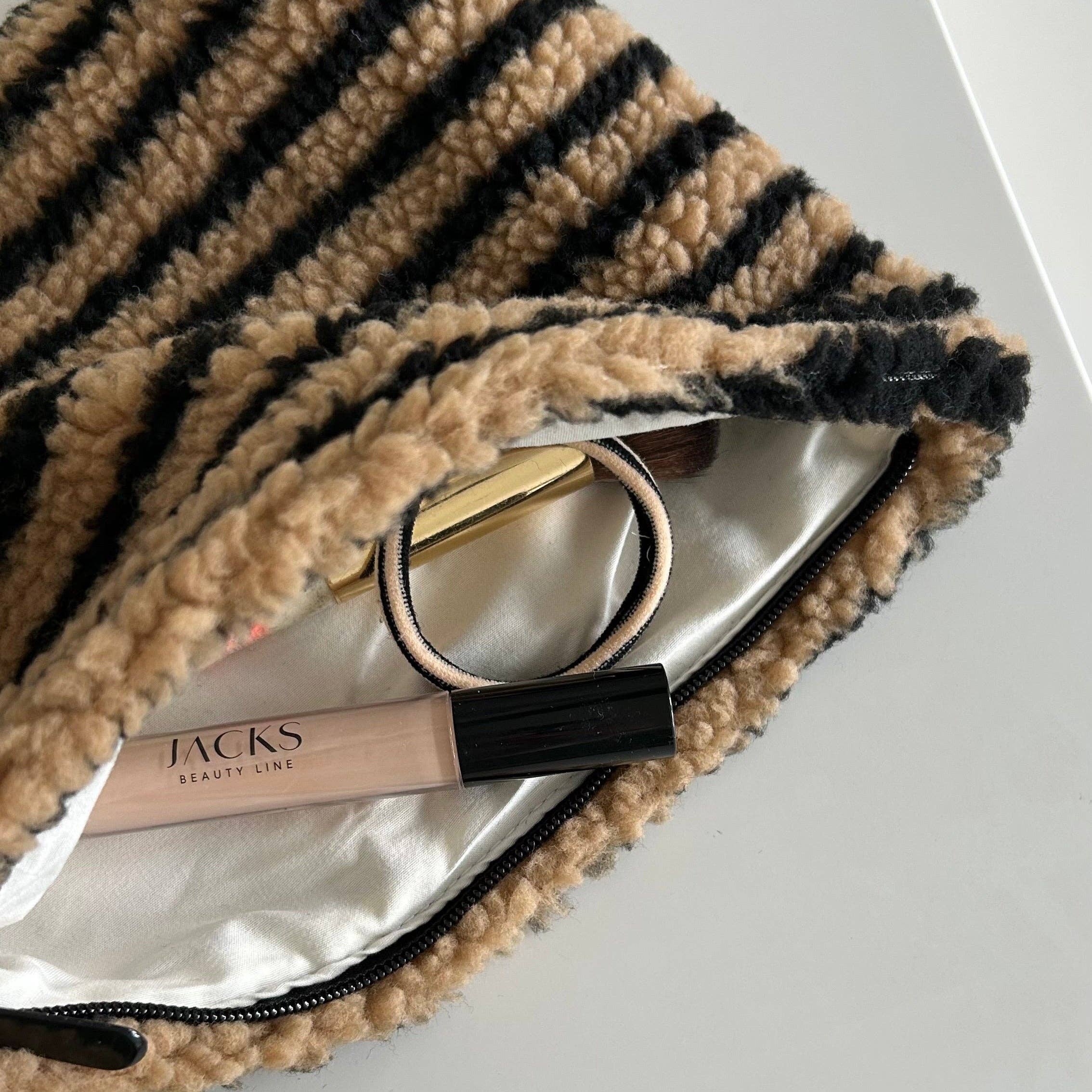 Teddy Tasche: Beige - schwarz