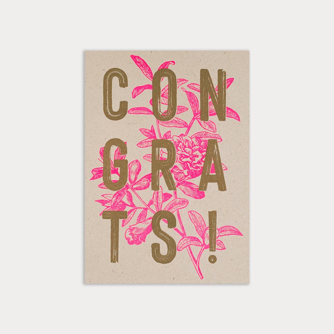 Postkarte / Typo / Congrats! / Ökopapier