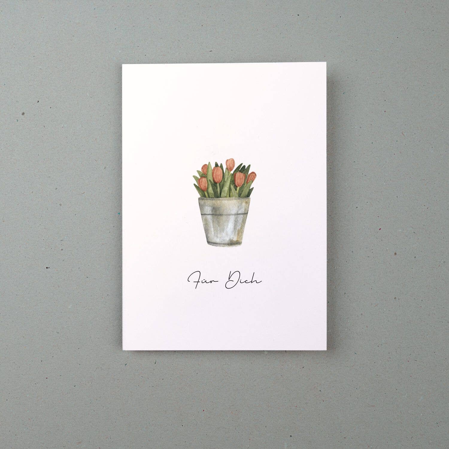 Grußkarte Für Dich, Topf mit Tulpen