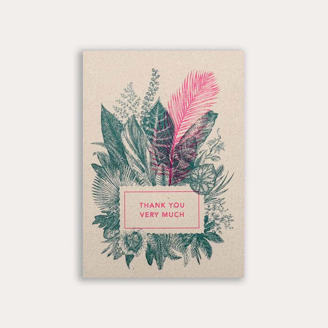 Postkarte / Gräser / Thank you very much / Pink + Teal / Ökopapier