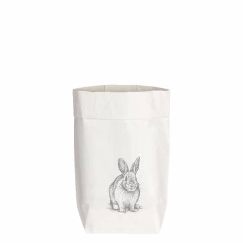Paperbags Small weiss, HASE SITZEND, grau