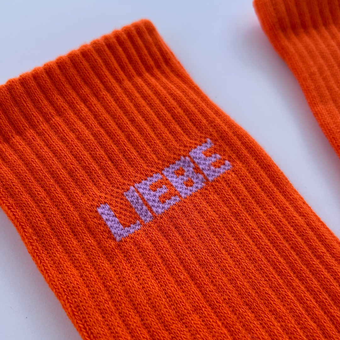 SOCKEN - LIEBE orange - flieder: 35-39