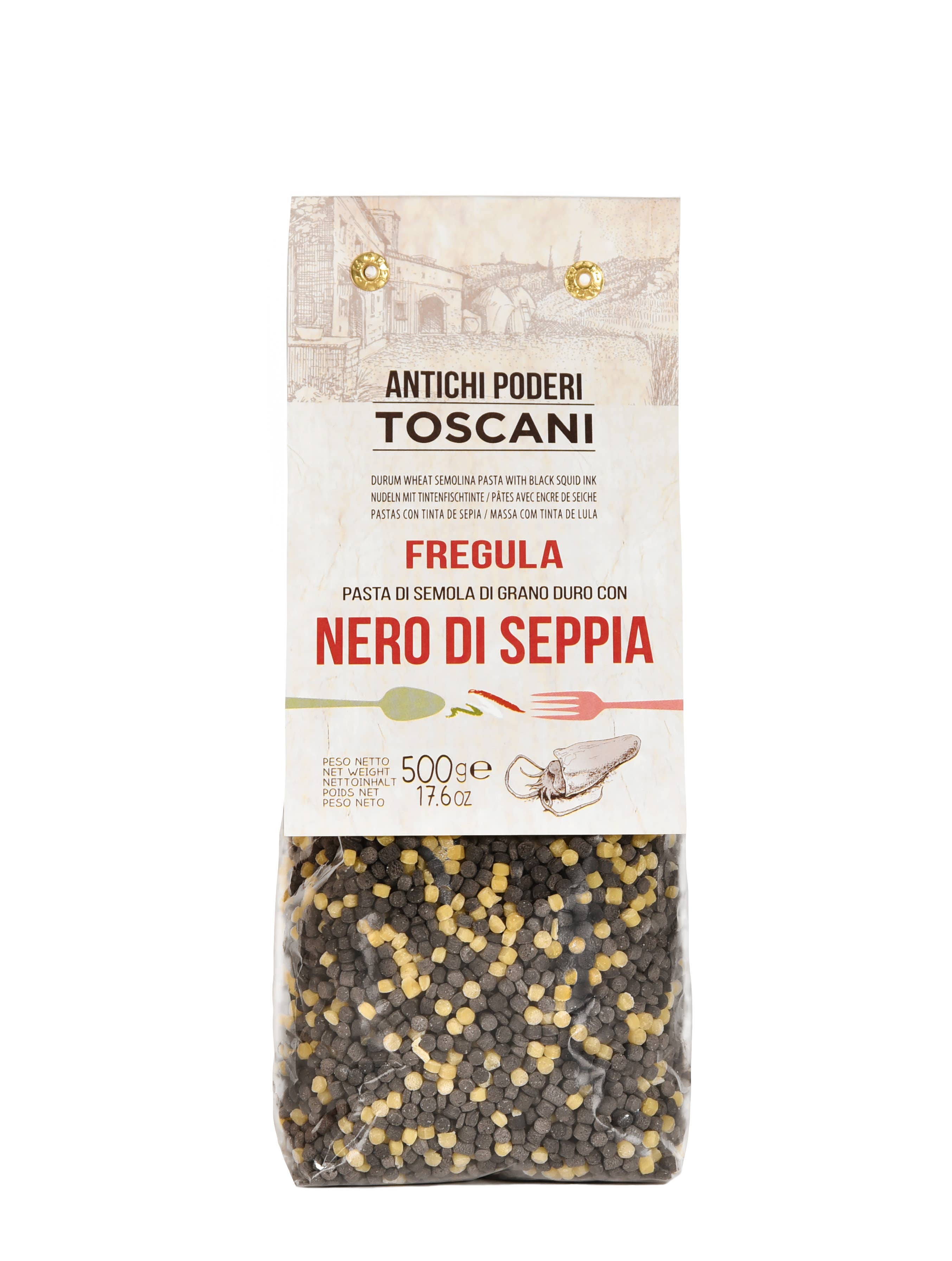 Handgemachte Pasta Fregula mit Sepiatinte 500g