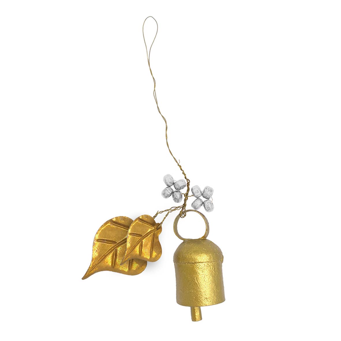 Mini-Girlande aus Messing-Birkenblatt und kleine Glocke